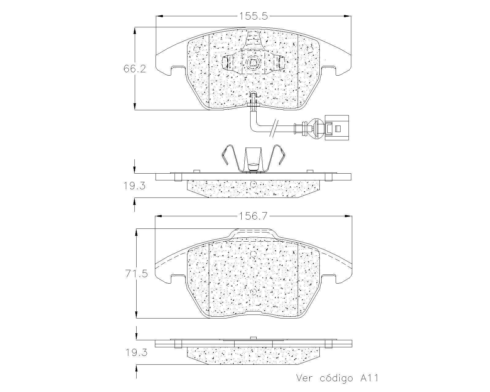 BALATA DELANTERA CERÁMICA AUDI A1, A3, R8, BETTLE, JETTA , GOLF - Imagen 2