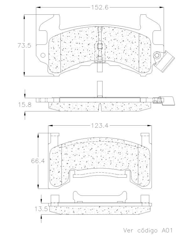 BALATA DELANTERA CERÁMICA CHEVROLET BLAZER, S10, MALIBU - Imagen 2